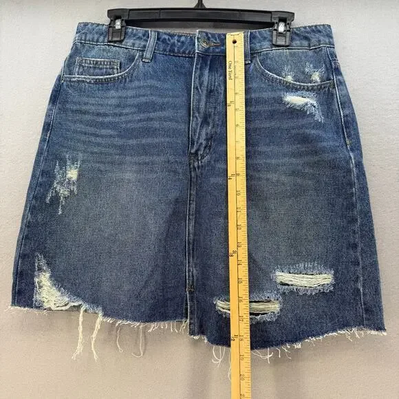 Vervet Denim Skirt Women's L Blue Claudia Raw Hem Mini Skirt Preppy Summer NWT - Picture 8 of 9